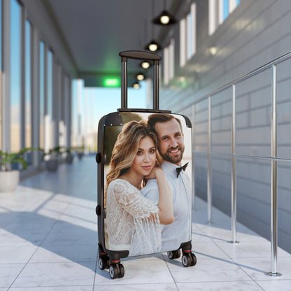 Custom Photo Suitcase Luggage, Personalized Upload Picture Carry On 4 Wheels Cabin Travel Small Large Set Rolling Spinner Lock Hard Shell