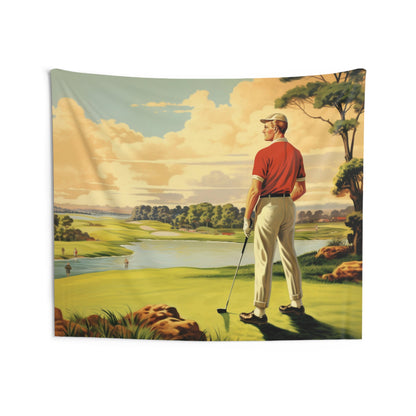 Golf Tapestry, Golfing Men Vintage Retro Wall Art Hanging Cool Unique Landscape Aesthetic Large Small Bedroom College Dorm Room Starcove Fashion