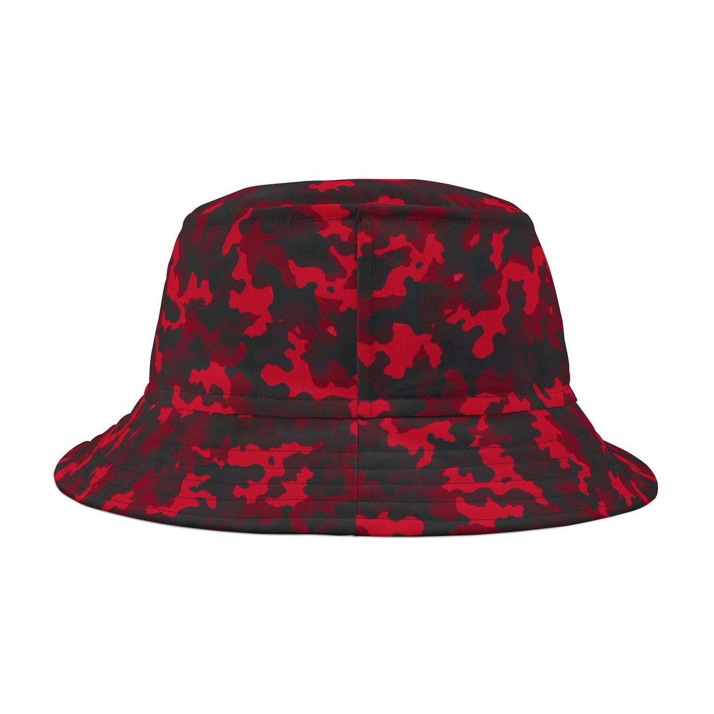 Red Camo Bucket Cap Hat, Black Camouflage Beach Women Men Kids Golf Summer Festival Cute Designer Sun Shade Ladies Small Large Guys