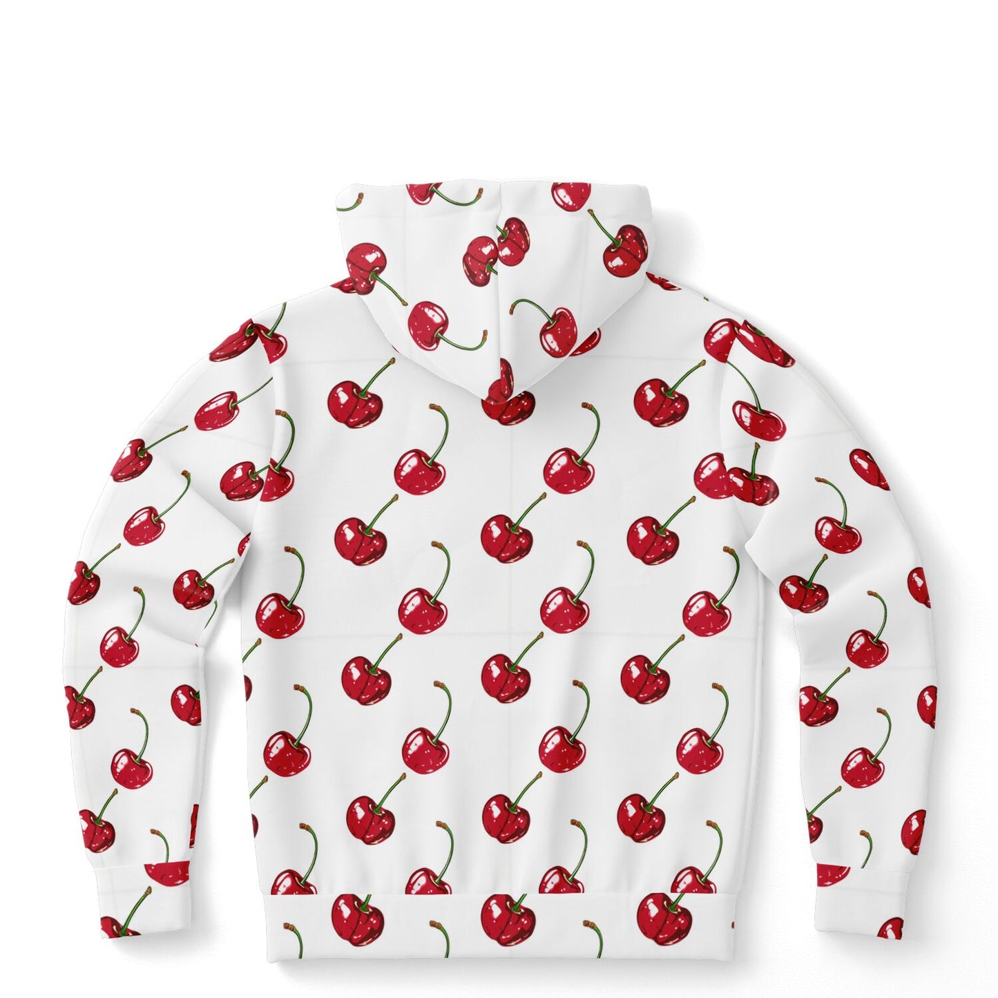 Cherry Hoodie, Red White Fruit Pullover Men Women Adult Aesthetic Graphic Cotton Hooded Sweatshirt with Pockets Designer Plus Size
