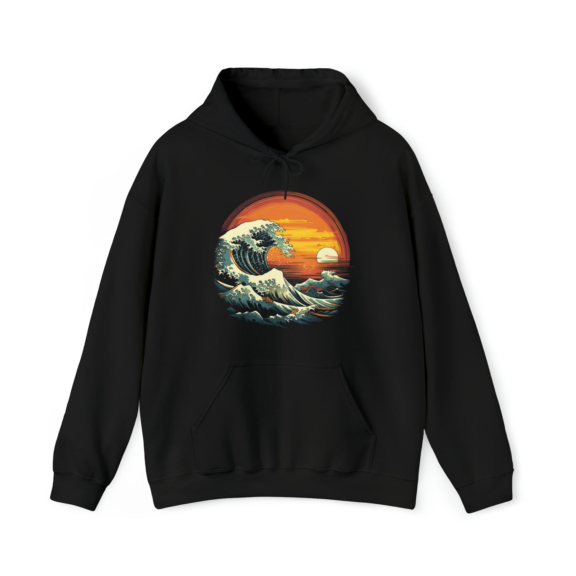 The Great Wave Hoodie, Surf Ocean Sea Japanese Pullover Men Women Adult Aesthetic Graphic Cotton Hooded Sweatshirt Pockets Starcove Fashion