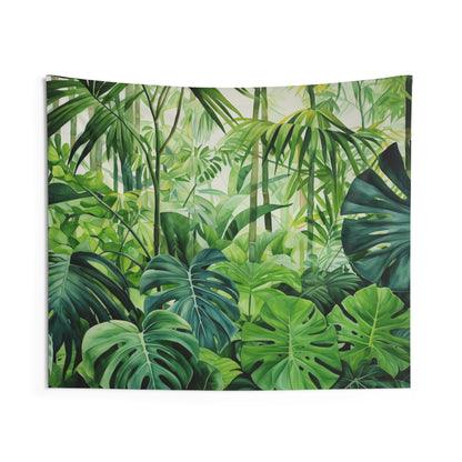 Tropical Leaf Tapestry, Watercolor Green Leaves Nature Jungle Wall Art Hanging Unique Landscape Aesthetic Large Small Decor Bedroom Dorm Starcove Fashion