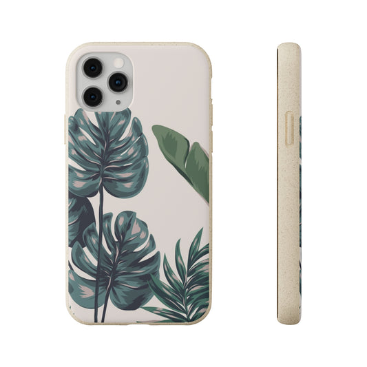 Tropical leaves iPhone 15 14 13 12 Pro Case, 11 Vegan Biodegradable Compostable Plant Samsung Galaxy S20 S21 S22 Eco Friendly Cell Phone