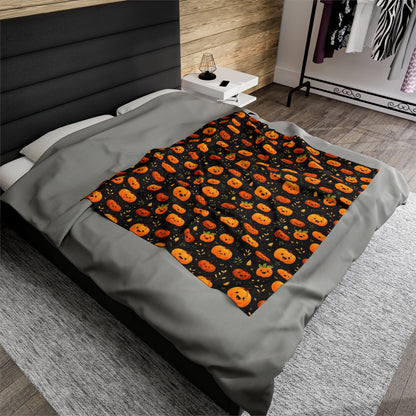 Cute Pumpkins Fleece Throw Blanket, Halloween Velveteen Soft Plush Fluffy Cozy Warm Adult Kids Small Large Sofa Bed Décor Starcove Fashion