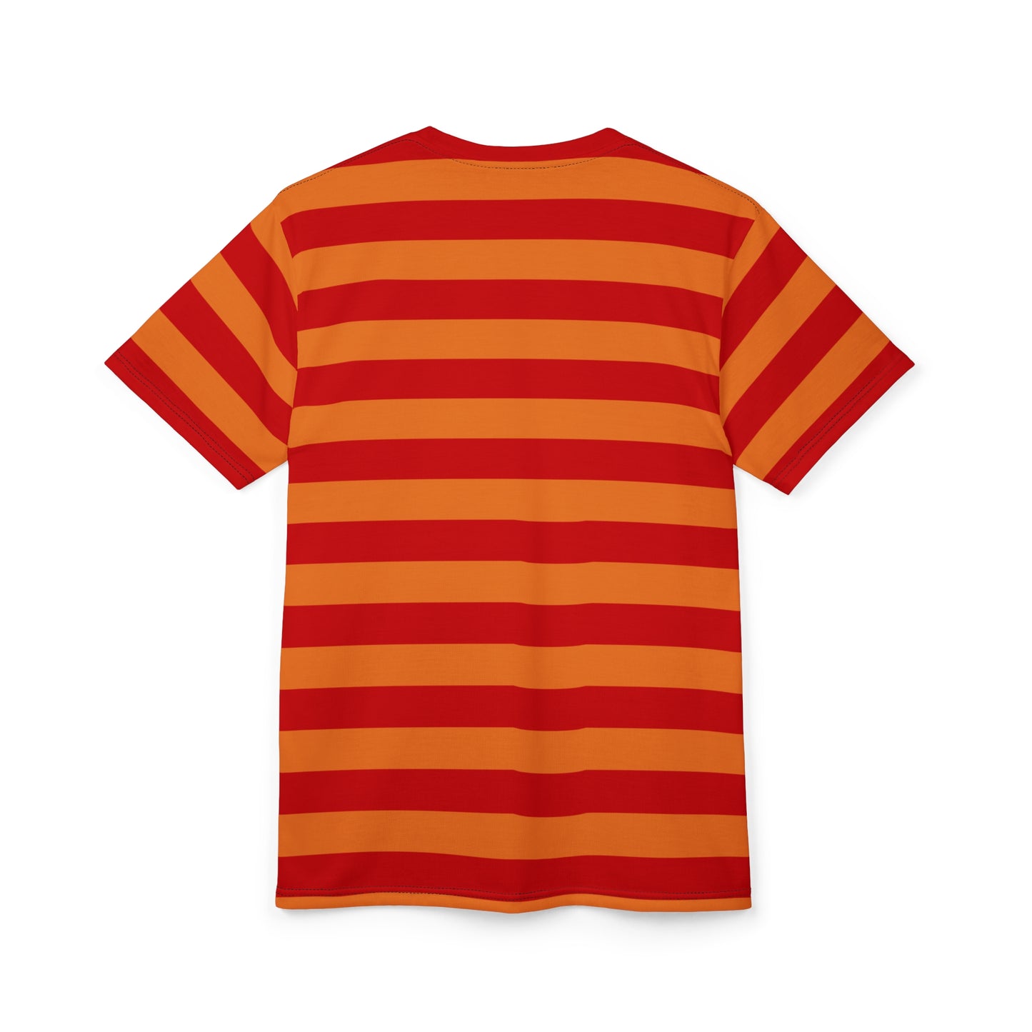 Red and Orange Striped Tshirt, Wide Stripe Designer Aesthetic Lightweight Heavyweight Crewneck Men Women Tee Top Short Sleeve Shirt - Starcove Fashion