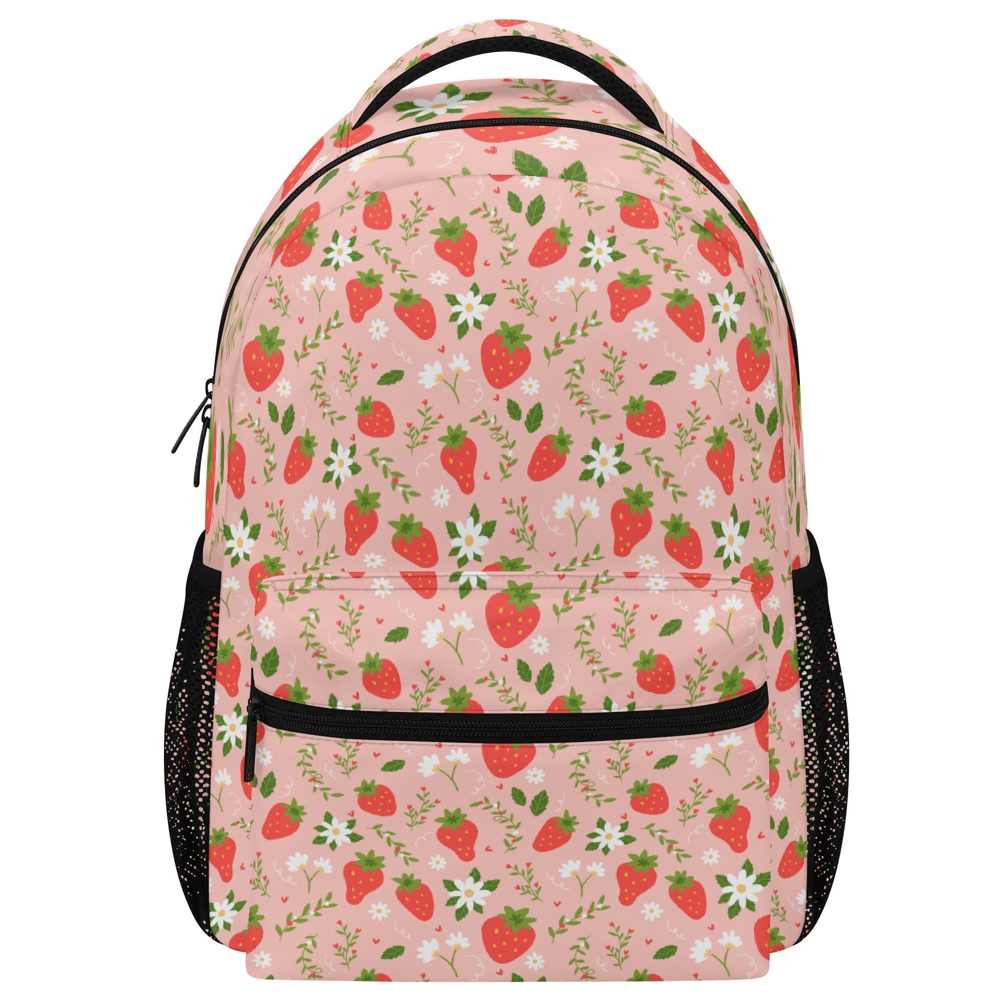 Strawberry Backpack, Floral Pink Flowers Fruit Men Women Kids Books Sc