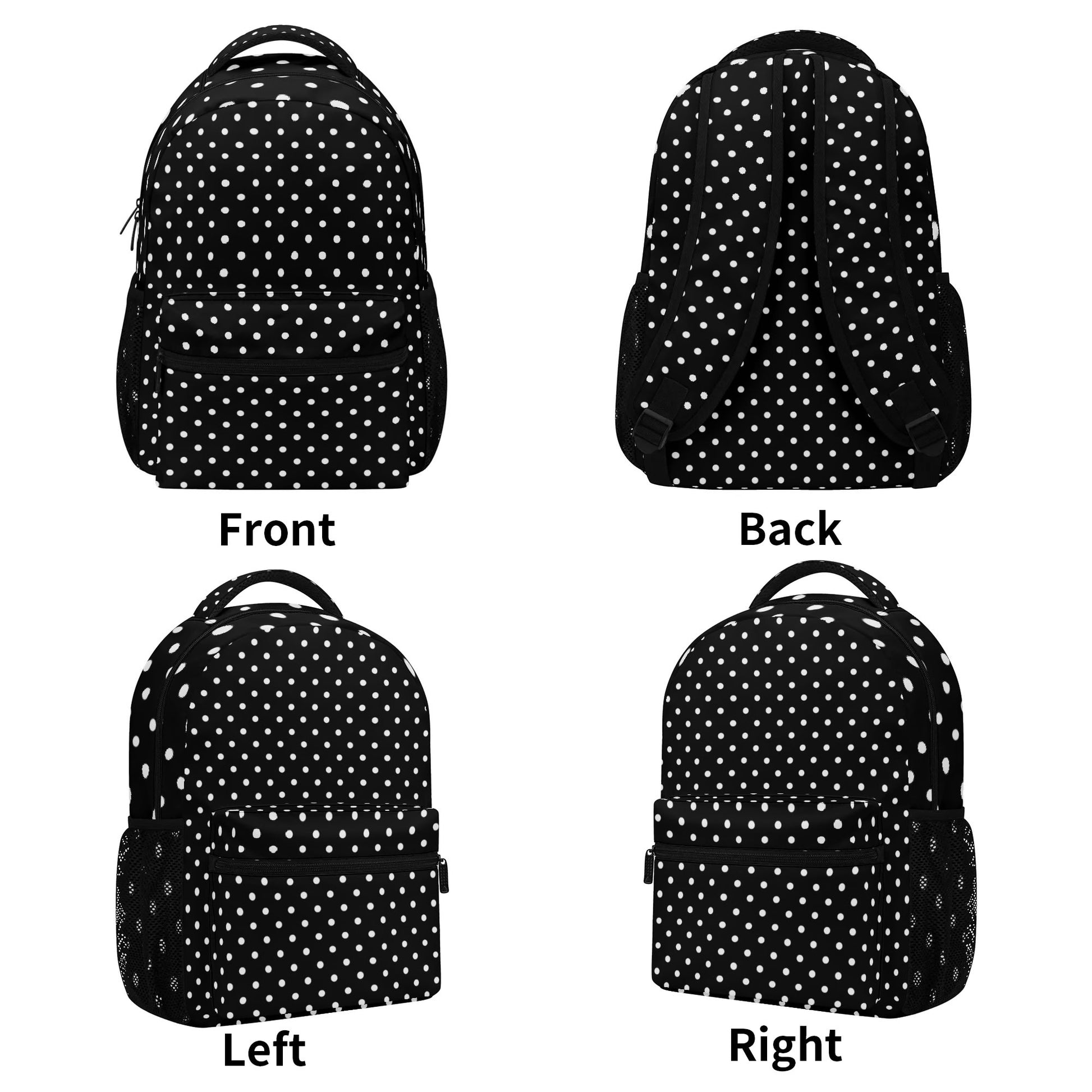 Polka Dots Backpack, Black White Monochrome Cute Geometric Men Women K – Starcove Fashion