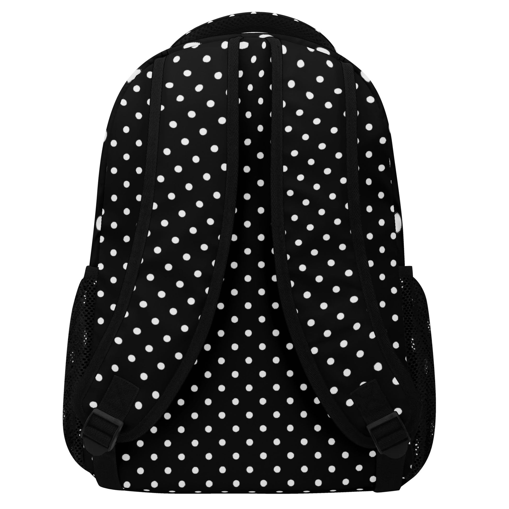 Polka Dots Backpack, Black White Monochrome Cute Geometric Men Women Kids Books School College Waterproof Pockets 15 Inch Laptop Travel Bag