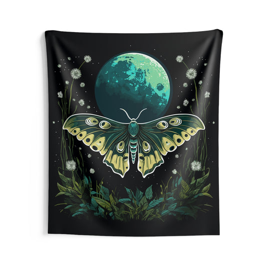Luna Moth Tapestry, Moon Wall Art Hanging Cool Unique Vertical Aesthetic Large Small Decor Bedroom College Dorm Room Starcove Fashion