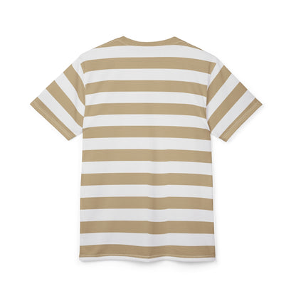 Khaki White Striped Tshirt,  Stripes Designer Graphic Lightweight Heavyweight Crewneck Men Women Tee Top Short Sleeve Shirt