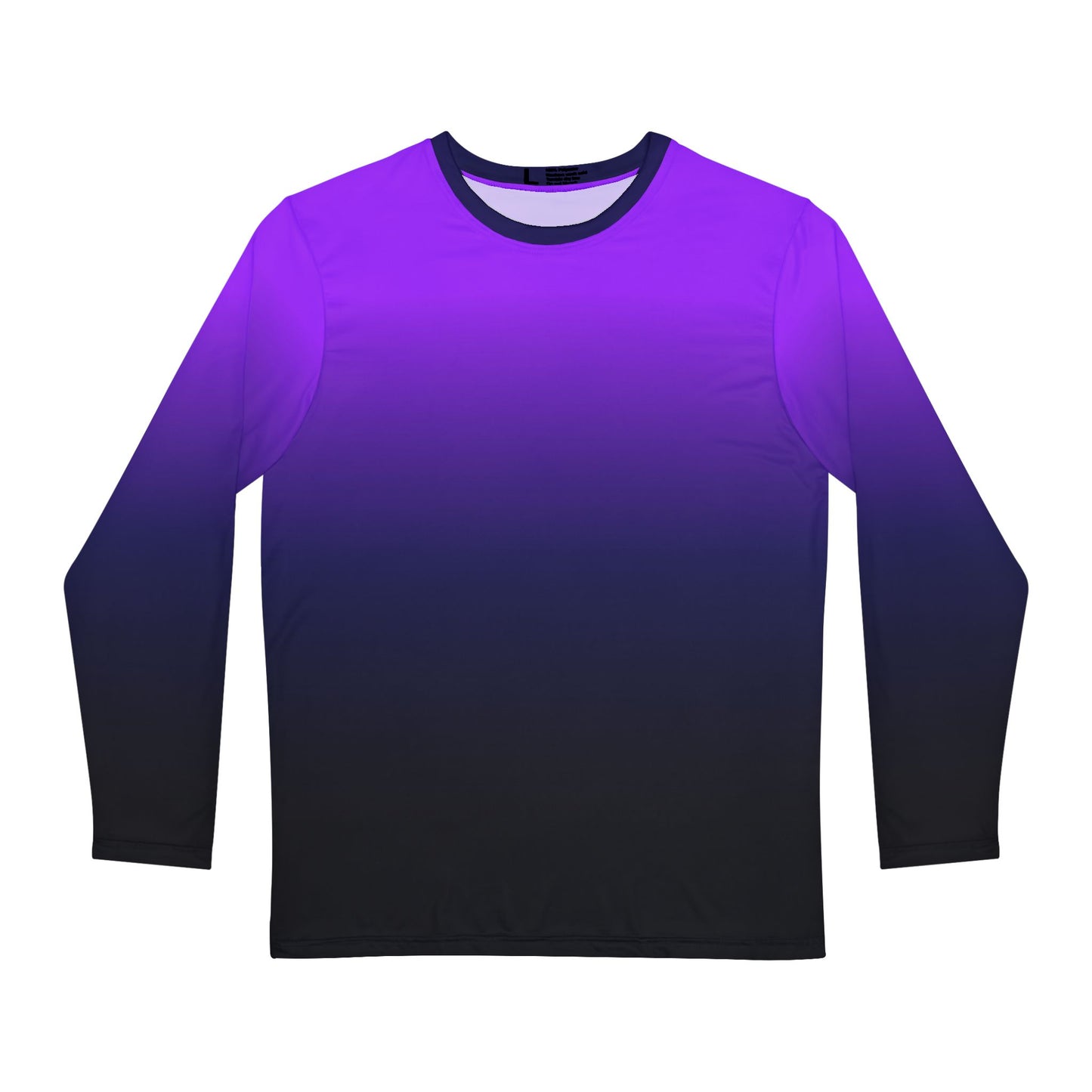 Black Blue Purple Ombre Men Long Sleeve Tshirt, Gradient Tie Dye Unisex Guys Women Designer Graphic Aesthetic Print Crew Neck Tee Shirt Top