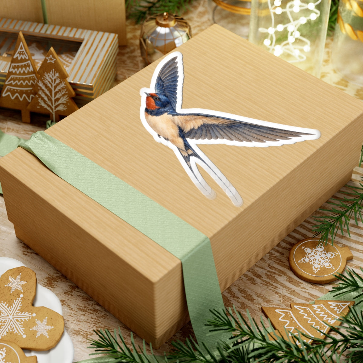Barn Swallow Bird Sticker Decal, Blue Flying Birdwatcher Watercolor Art Vinyl Laptop Waterbottle Tumbler Car Waterproof Bumper Clear Die Cut