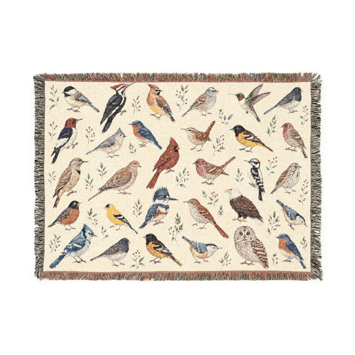 Birds Woven Blanket Tapestry, Birdwatching North American Eagle Owl Backyard Throw Small Large Cotton Small Large Wall Hanging Decorative