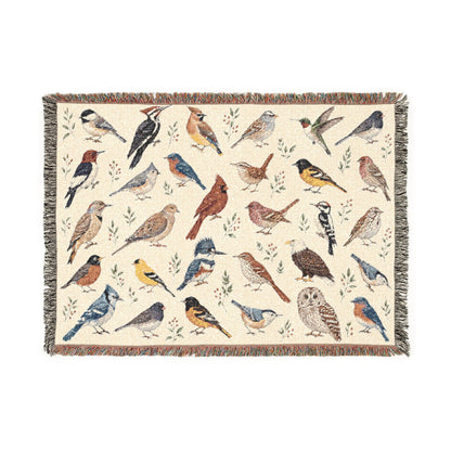 Birds Woven Blanket Tapestry, Birdwatching North American Eagle Owl Backyard Throw Small Large Cotton Small Large Wall Hanging Decorative