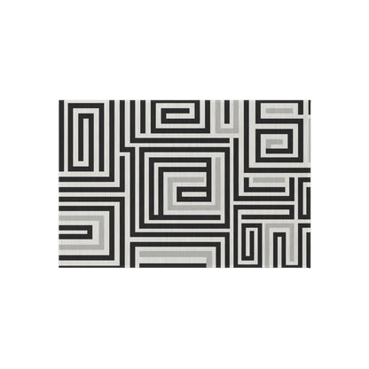 Black White Gray Outdoor Area Rug, Geometric Waterproof Patio Porch Exterior Carpet Home Floor Small Large 2x3 4x6 3x5 5x7 8x10 Camping Mat