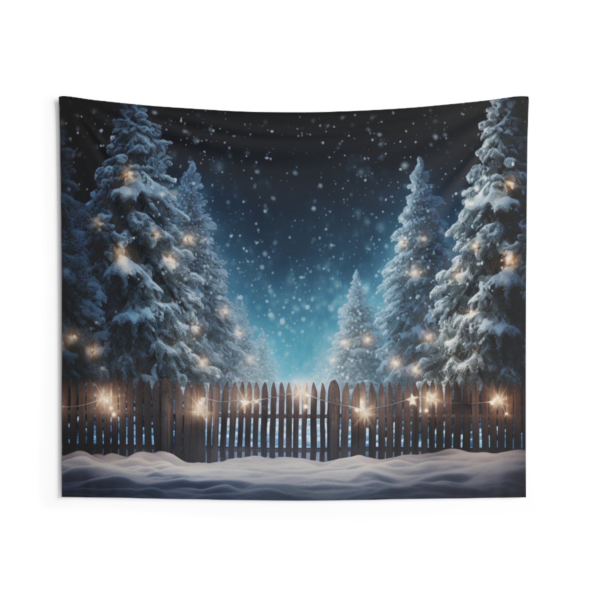 Christmas Trees Tapestry, Snow Lights Xmas Wall Art Hanging Cool Unique Landscape Aesthetic Large Small Decor Bedroom College Room Starcove Fashion