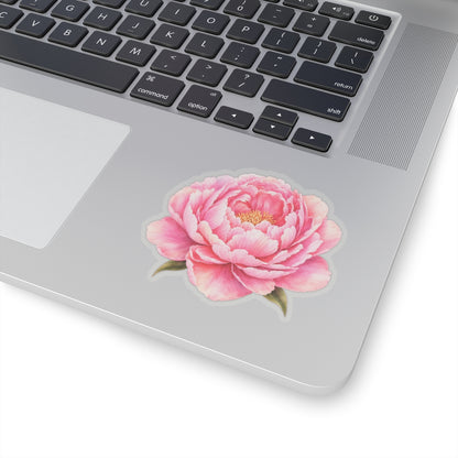 Pink Peony Flower Sticker Decal, Blossom Floral Watercolor Art Vinyl Cute Waterbottle Tumbler Car Waterproof Bumper Clear Die Cut Wall - Starcove Fashion