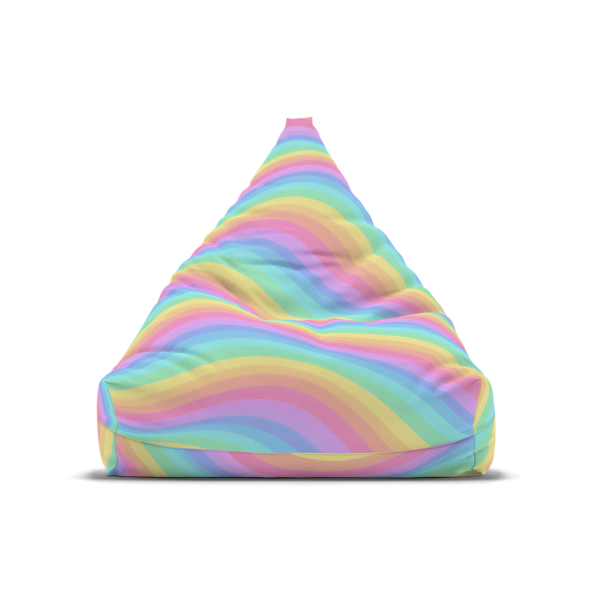 Rainbow Bean Bag Chair Cover, Pastel Wavy Stripes Washable Triangle Furniture Small Large Adult Children Kids Playroom Apartment Dorm Decor