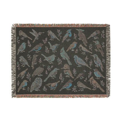 Birds Woven Blanket Tapestry, Birdwatching North American Eagle Owl Backyard Throw Small Large Cotton Small Large Wall Hanging Decorative
