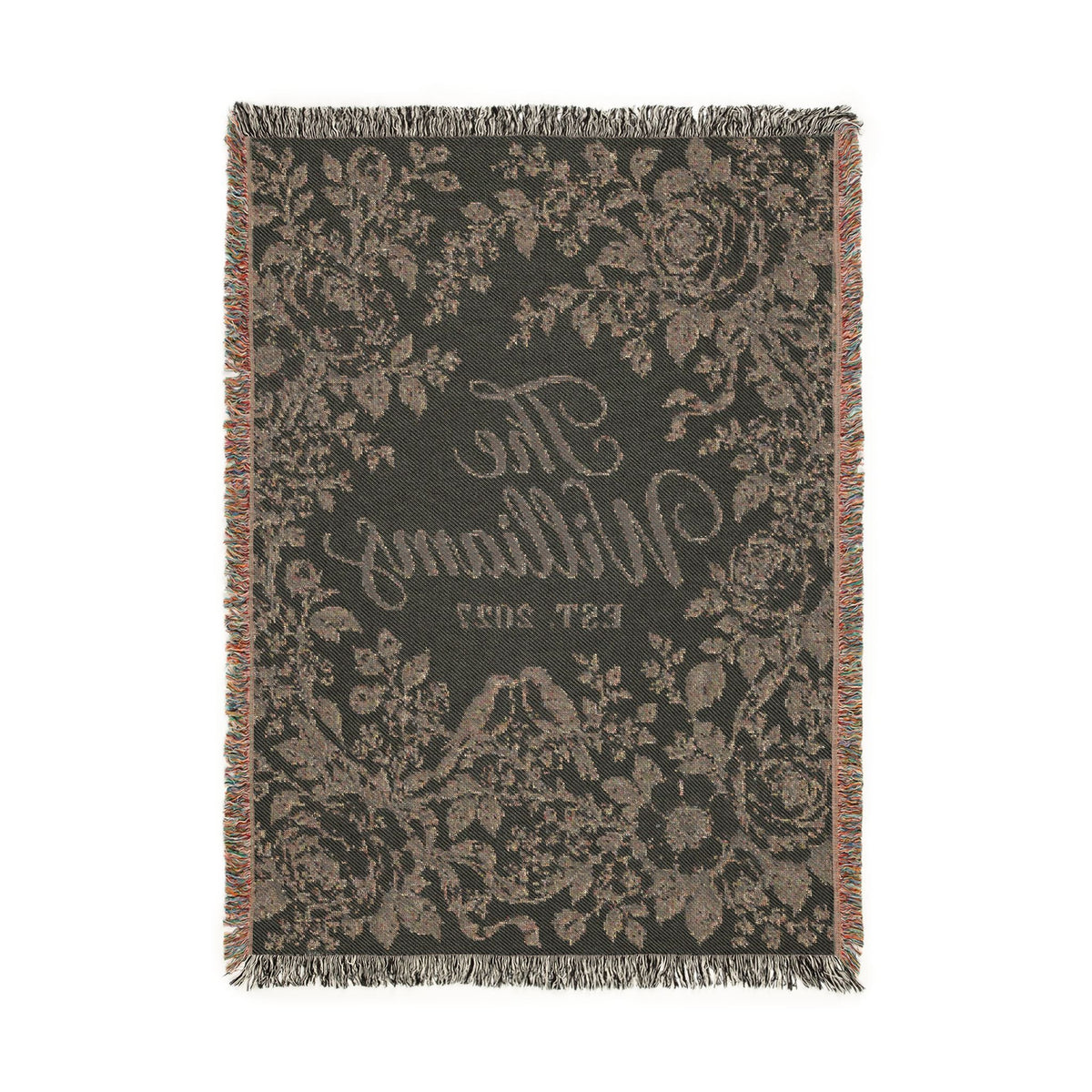Custom Couples Blanket Throw Blanket Tapestry, Personalized Wedding Bridal Bride Anniversary Family Cotton Blue Toile Small Large Hanging
