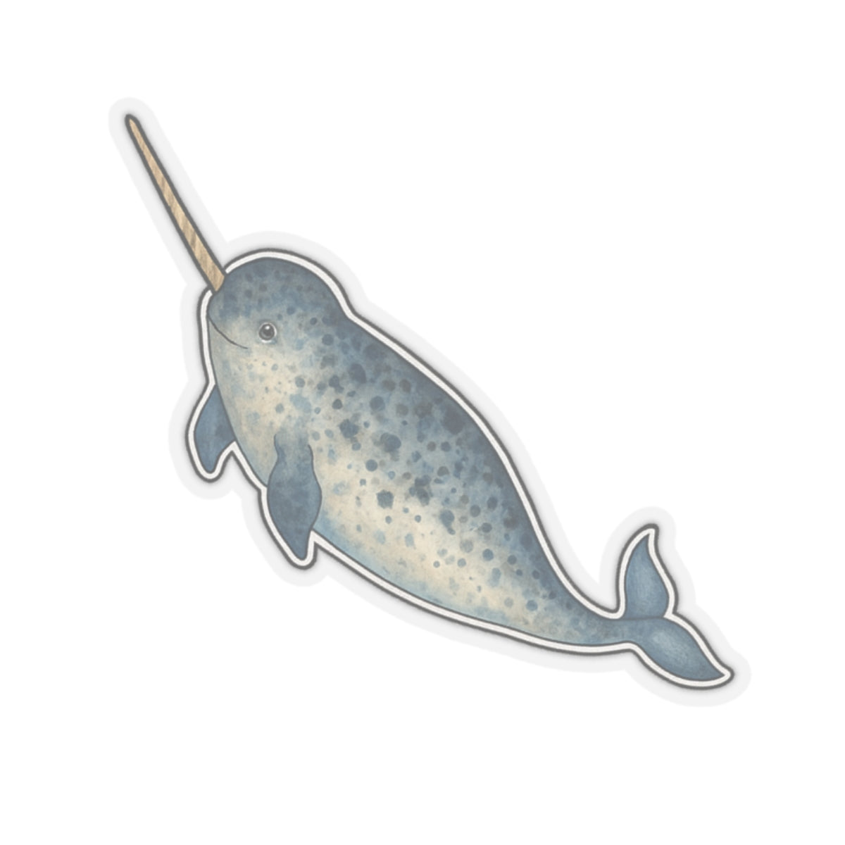 Narwhal Sticker Decal, Ocean Animal Sea Whale Watercolor Art Vinyl Laptop Cute Waterbottle Tumbler Car Waterproof Bumper Clear Die Cut Wall