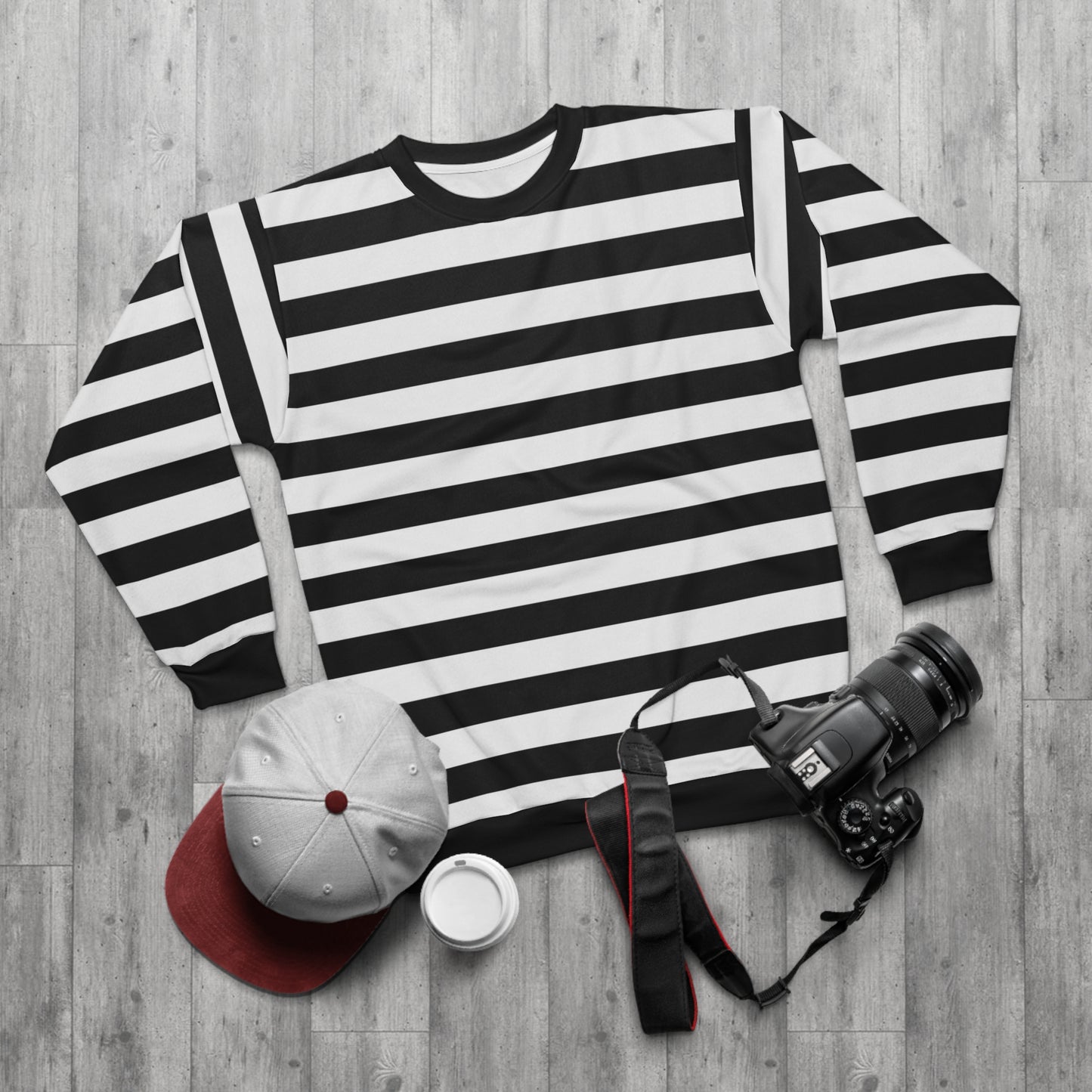 Black and White Striped Sweatshirt, Graphic Crewneck Fleece Cotton Sweater Jumper Pullover Men Women Adult Aesthetic Designer Top