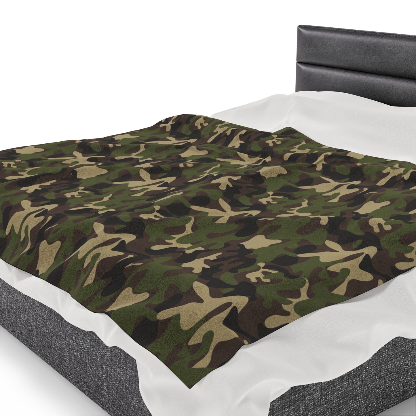 Camo Fleece Throw Blanket, Army Green Camouflage Velveteen Soft Plush Fluffy Cozy Warm Adult Kids Small Large Sofa Bed Decor 50x60
