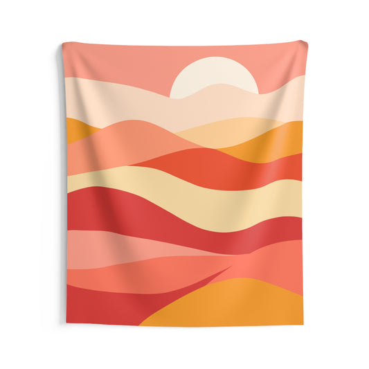 Boho Sun Tapestry, Minimalist Pink Hills Wall Art Hanging Cool Unique Vertical Aesthetic Large Small Decor Bedroom College Dorm Room Starcove Fashion