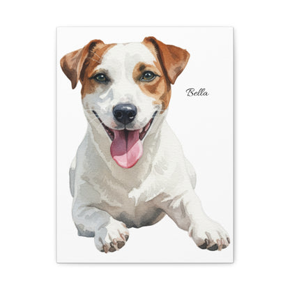 Custom Pet Portrait Canvas Gallery Wrap, Watercolor Painting Dog Cat Personalized Wall Art Print Artwork Small Large Hanging Vertical Poster