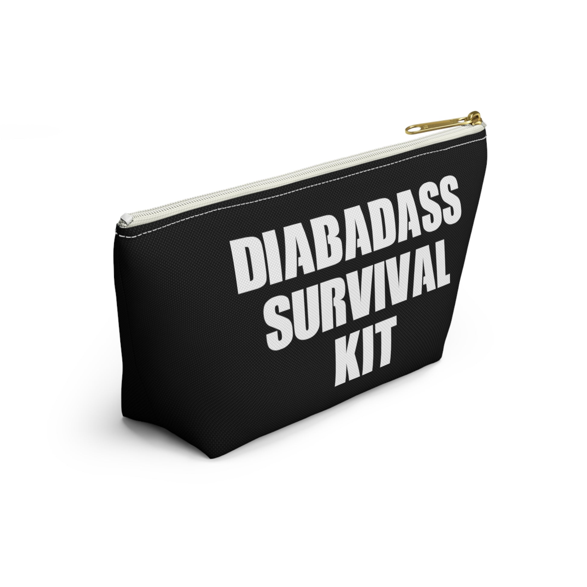 Diabadass Survival Kit Bag, Fun Diabetes Diabetic Supply carrying Case Badass Type 1 2 Black Accessory Zipper Pouch Travel Bag w T-bottom Starcove Fashion