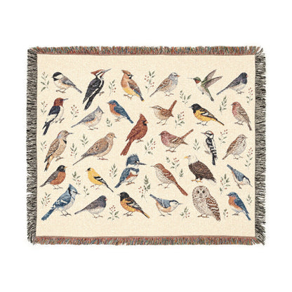 Birds Woven Blanket Tapestry, Birdwatching North American Eagle Owl Backyard Throw Small Large Cotton Small Large Wall Hanging Decorative