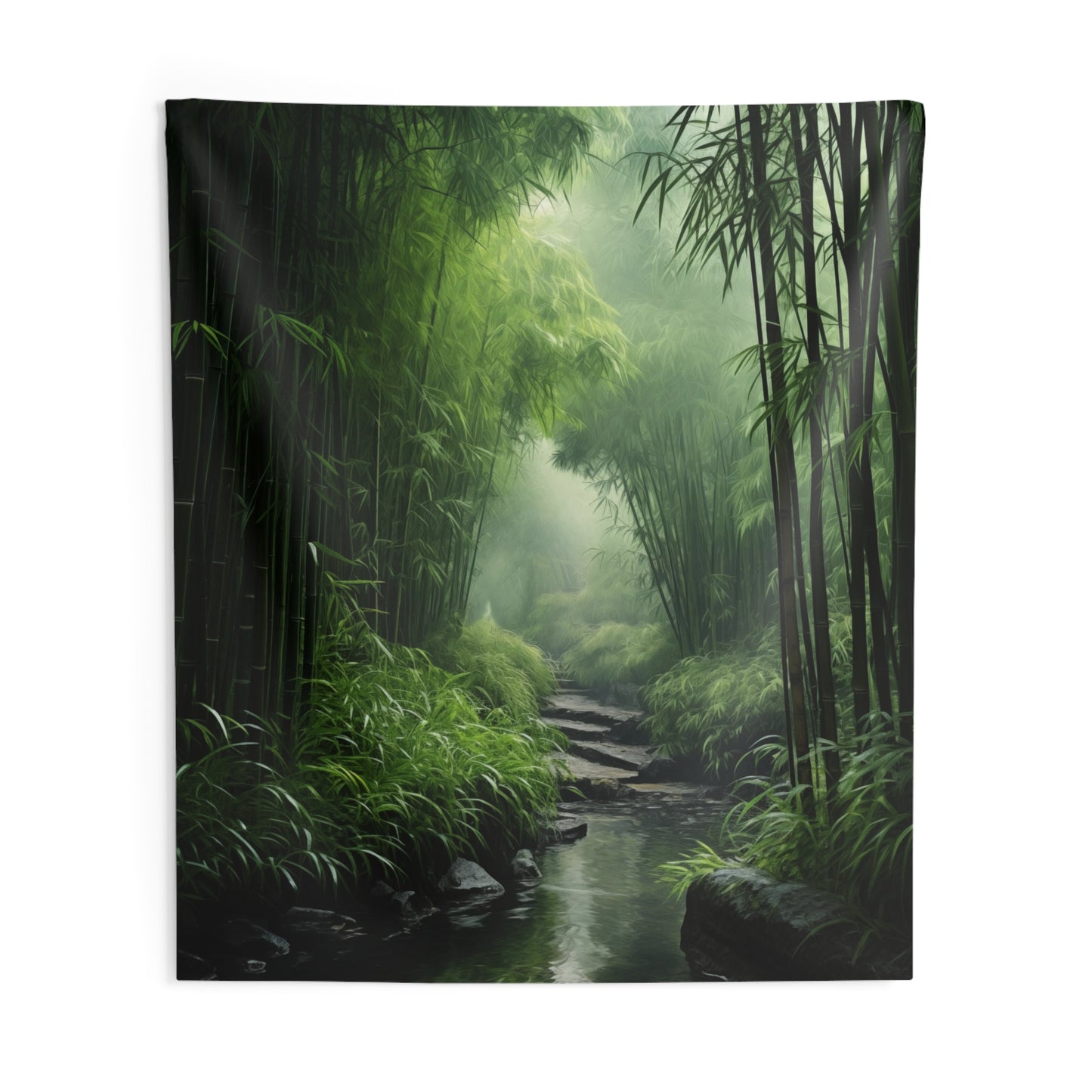 Bamboo Forest Tapestry, Green Nature Wall Art Hanging Cool Unique Vertical Aesthetic Large Small Decor Bedroom College Dorm Room