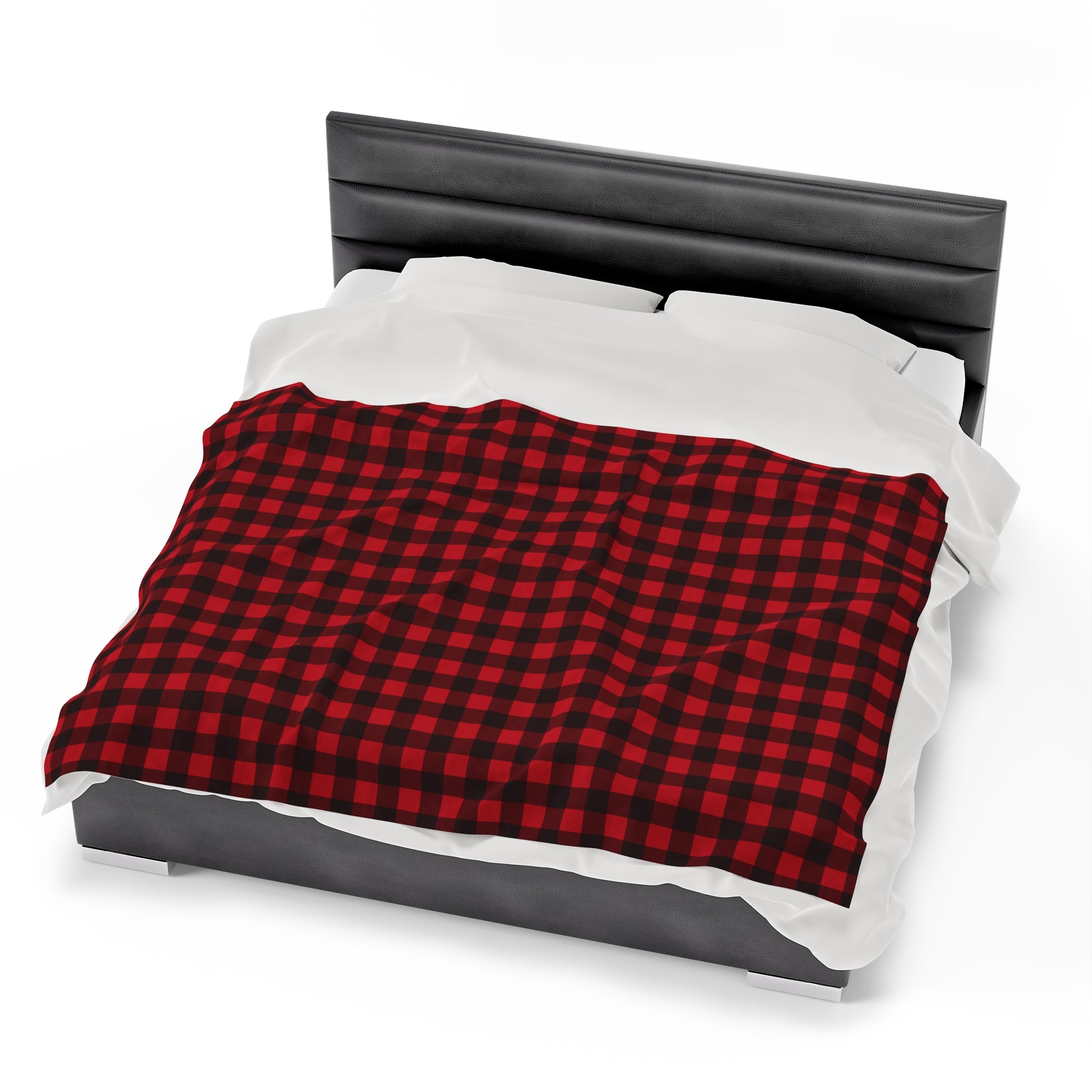 Red Buffalo Plaid Fleece Throw Blanket, Check Christmas Velveteen Soft Plush Fluffy Cozy Warm Adult Kids Small Large Sofa Bed Décor Starcove Fashion