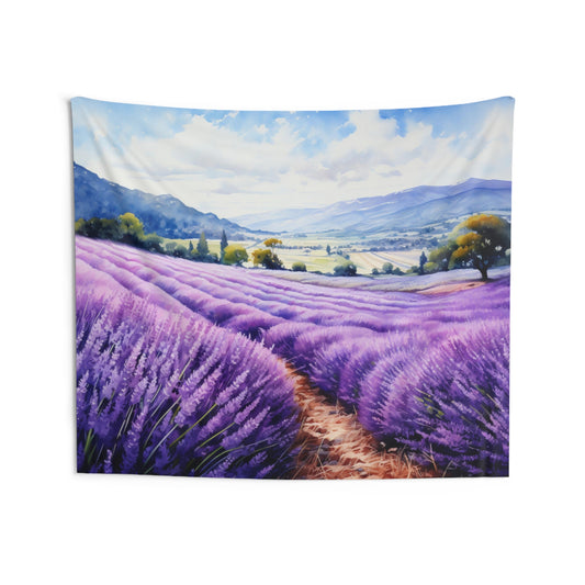 Lavender Field Tapestry, Flowers Watercolor Purple Wall Art Hanging Cool Unique Landscape Aesthetic Large Small Decor Bedroom College Dorm Starcove Fashion