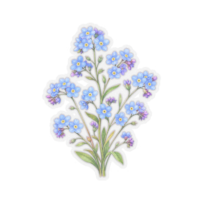 Blue Forget Me Not Flower Sticker Decal, Floral Watercolor Art Vinyl Cute Waterbottle Tumbler Car Waterproof Bumper Clear Die Cut Wall - Starcove Fashion