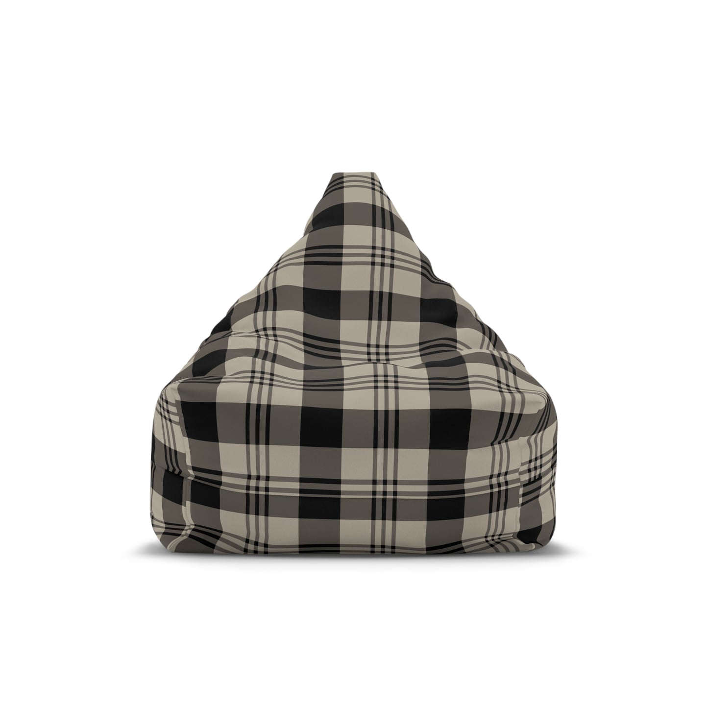 Plaid Bean Bag Chair Cover, Grey Beige Check Washable Triangle Furniture Small Large Adult Children Kids Sofa Apartment Dorm Unfilled Sack