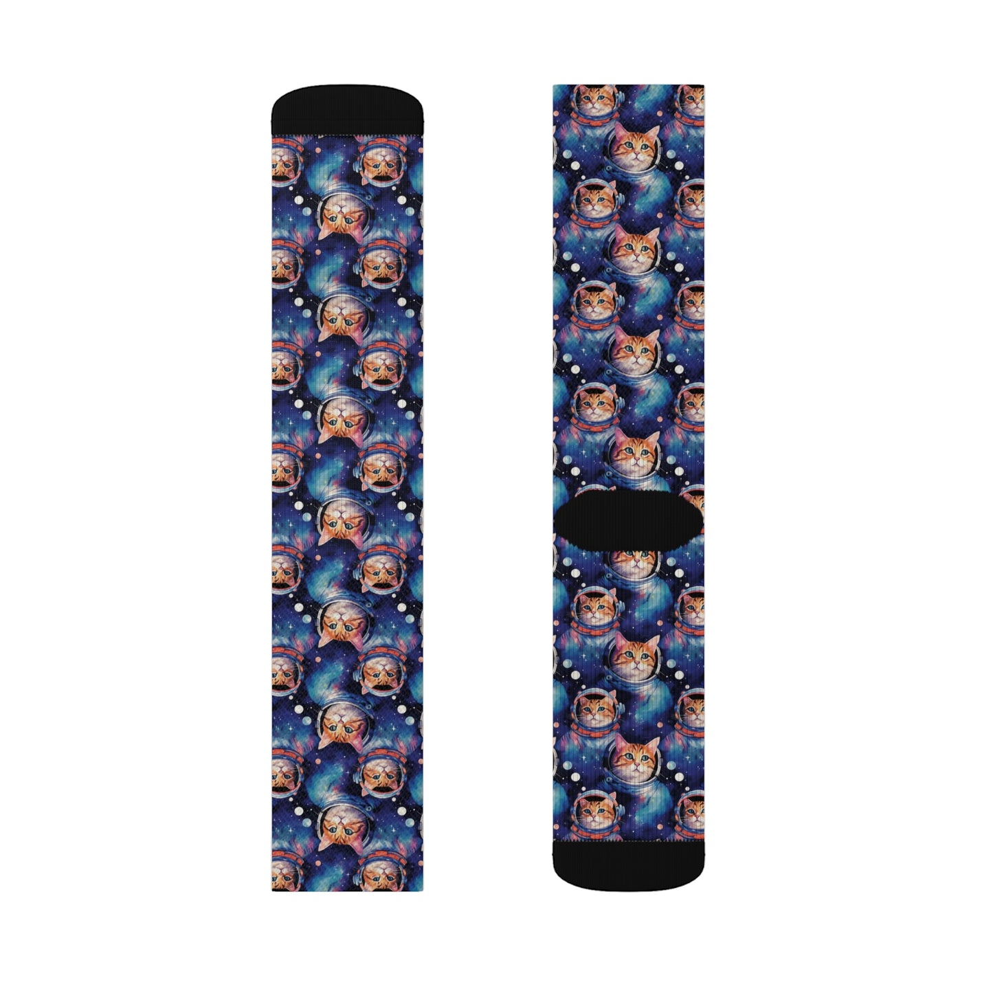 Cats in Space Socks, Astronaut Crew Sublimation Women Men Designer Fun Novelty Cool Funky Crazy Casual Cute Unique Dress