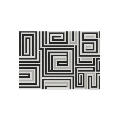 Black White Gray Outdoor Area Rug, Geometric Waterproof Patio Porch Exterior Carpet Home Floor Small Large 2x3 4x6 3x5 5x7 8x10 Camping Mat