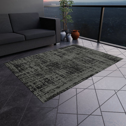 Black and Gray Outdoor Area Rug, Abstract Waterproof Patio Porch Exterior Carpet Home Floor Small Large 2x3 4x6 3x5 5x7 8x10 Camping Mat