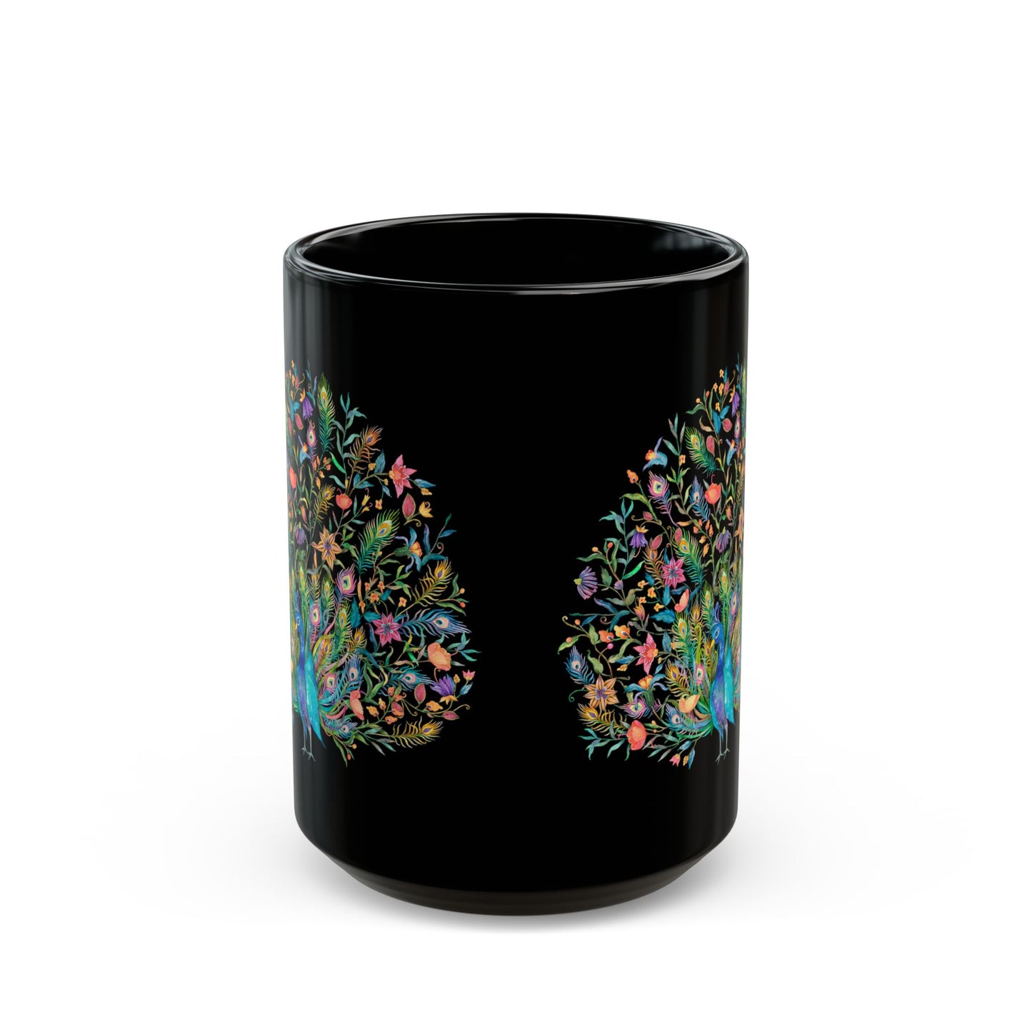 Majestic Peacock Coffee Black Mug, Feather Bird Art Animal Black Ceramic Cup Tea Lover Unique Microwave Safe Novelty Cool Gift Ceramic - Starcove Fashion