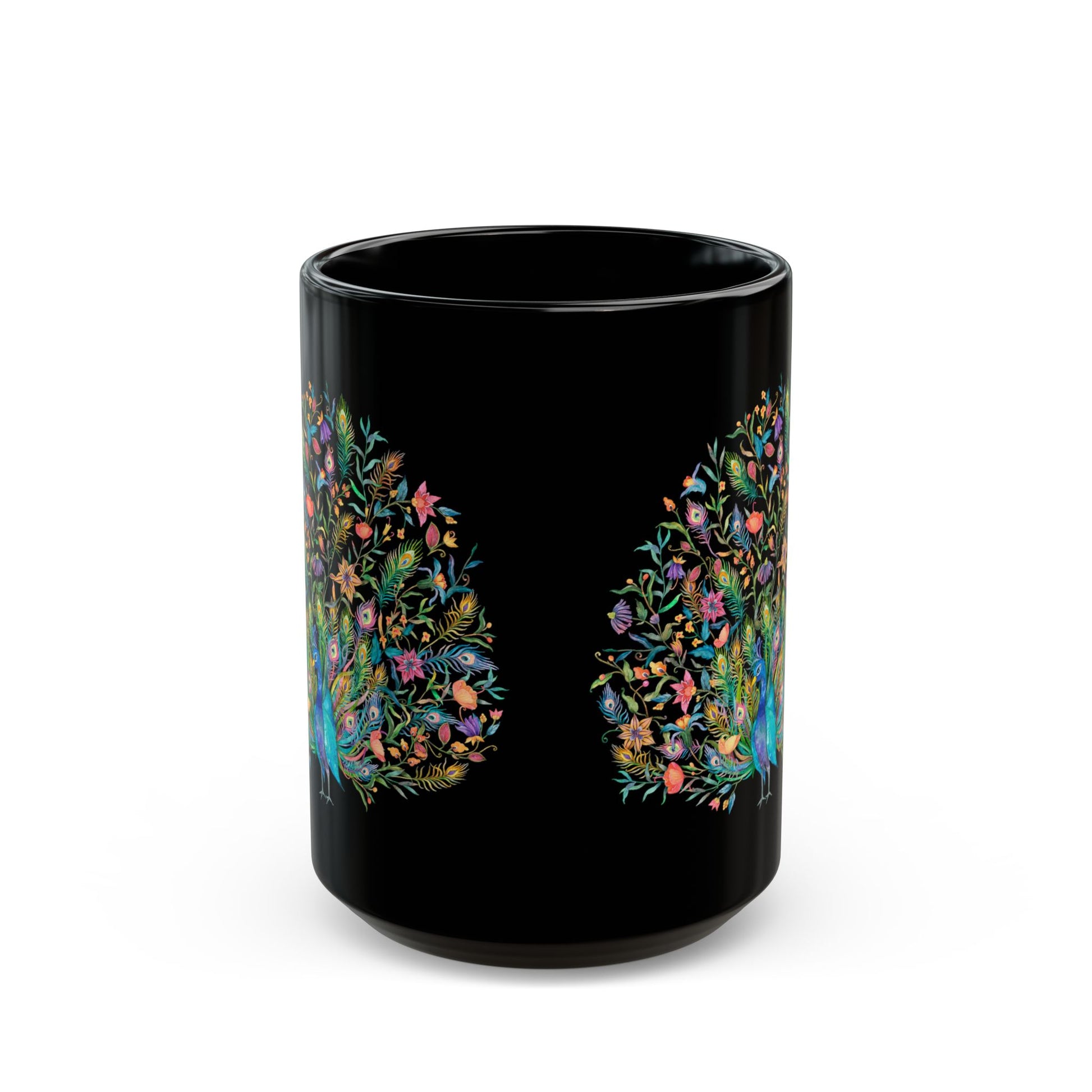 Majestic Peacock Coffee Black Mug, Feather Bird Art Animal Black Ceramic Cup Tea Lover Unique Microwave Safe Novelty Cool Gift Ceramic - Starcove Fashion