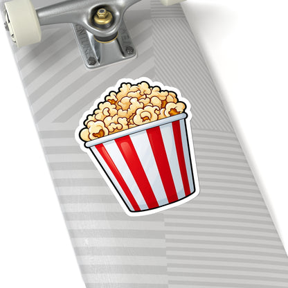 Popcorn Bucket Sticker Decal, Red White Striped Food Art Vinyl Laptop Cute Waterbottle Tumbler Car Waterproof Bumper Clear Die Cut Wall