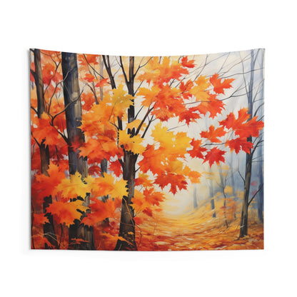 Fall Forest Tapestry, Maple Tree Autumn Leaves Wall Art Hanging Cool Unique Landscape Aesthetic Large Small Decor Bedroom College Dorm Starcove Fashion