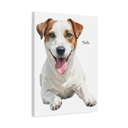 Custom Pet Portrait Canvas Gallery Wrap, Watercolor Painting Dog Cat Personalized Wall Art Print Artwork Small Large Hanging Vertical Poster