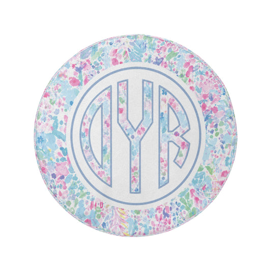 Monogram Custom Spare Tire Cover, Personalized Pink White Floral Paint Wheel Backup Camera Hole Camping RV Back Women Trailer Waterproof - Starcove Fashion