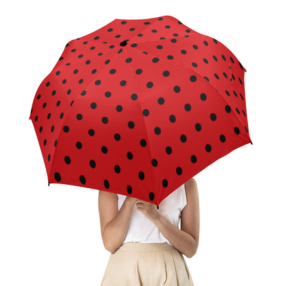 Black Red Polka Dot Umbrella, Ladybug Golf Semi-Automatic Sun Beach Rain Parasol Large Compact Travel Windproof Designer Luxury Folding - Starcove Fashion