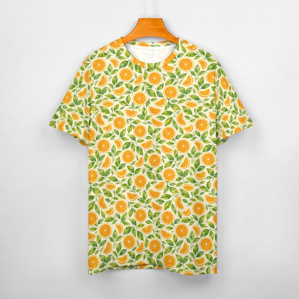 Oranges Women Cotton Tshirt, Summer Fruit Yellow Ladies Female Designer Adult Graphic Aesthetic Fashion Fitted Crewneck Tee Shirt Top - Starcove Fashion