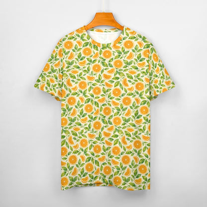 Oranges Women Cotton Tshirt, Summer Fruit Yellow Ladies Female Designer Adult Graphic Aesthetic Fashion Fitted Crewneck Tee Shirt Top - Starcove Fashion