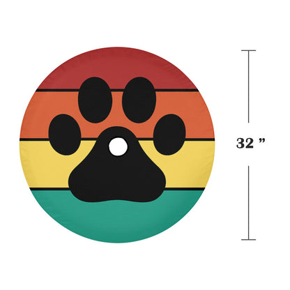 Dog Paw Spare Tire Cover, Pet Rainbow Stripe Print Cool Retro Backup Camera Hole Wheel Unique RV Back Cars RV Men Women Trailer Campers - Starcove Fashion