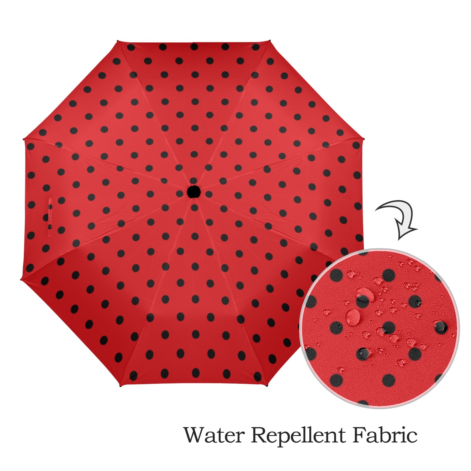 Black Red Polka Dot Umbrella, Ladybug Golf Semi-Automatic Sun Beach Rain Parasol Large Compact Travel Windproof Designer Luxury Folding - Starcove Fashion